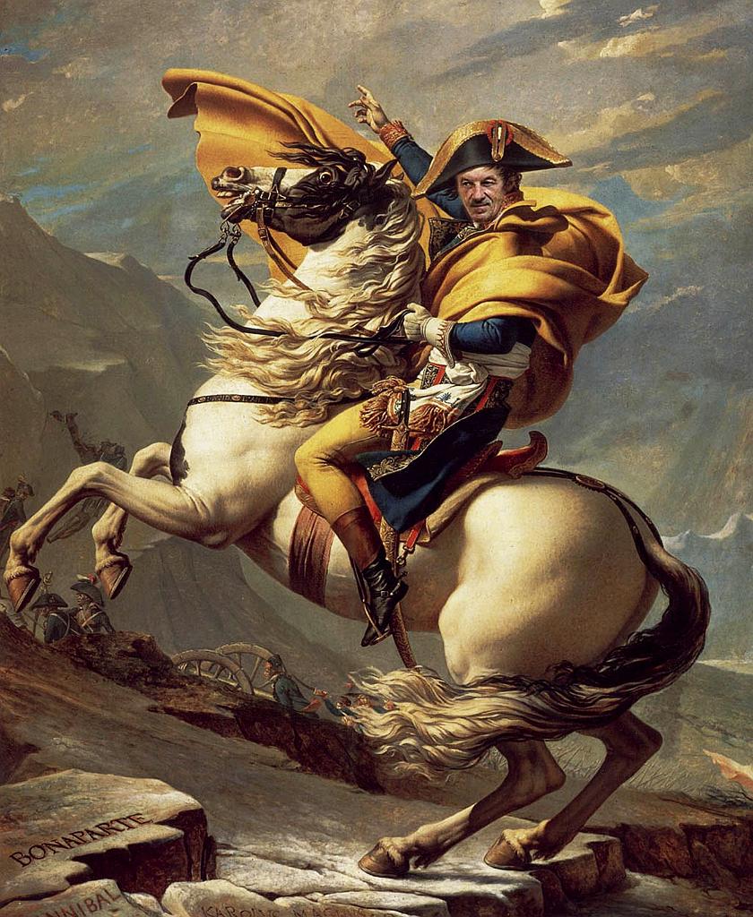 n.jpg - Napoleon Bonaparte til Hest -  fra bogen Jacques-Louis David -  Empire to Exile, Philippe BordesNapolen blev fřdt pĺ Korsika 15. august 1769 Efter at have vćret fřrste konsul blev Napoleon Bonaparte i 1804 fransk kejser. I 1796 blev han gift med Josefiné Beauharnais.Ca. 1809-1810 giftede han sig igen denne gang med ćrkehertuginde Marie-Louise af Habsburg, der i 1811 fřdte ham en sřn, der dřde i en ung alder.Napoleon Bonaparte tabte et afgřrende slag ved Leipzig 1813 og blev 1814 i Fontainebleau tvunget til at abdicere. Han blev forvist til Elba. I marts 1815 vendte han tilbage og forsřgte at reetablere kejserdřmmet (de 100 dage). Efter slaget ved Waterloo den 18. juni 1815 overgav han sig til den britiske regering der forviste ham til řen Sankt Helena. Her levede han til sin dřd den 15. maj 1821.
